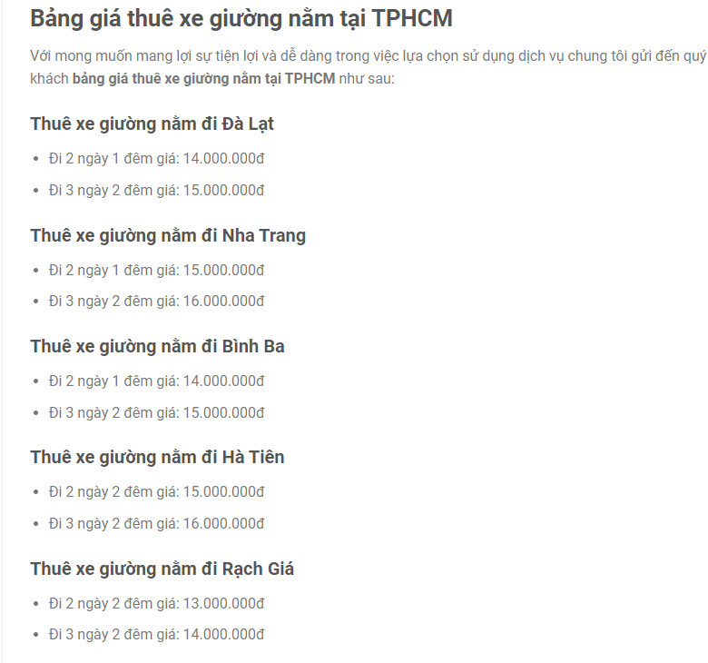Tham khảo bảng giá xe giường nằm tại quận TÂN BINH TP HCM Tham khảo bảng giá xe giường nằm tại quận TÂN BINH TP HCM